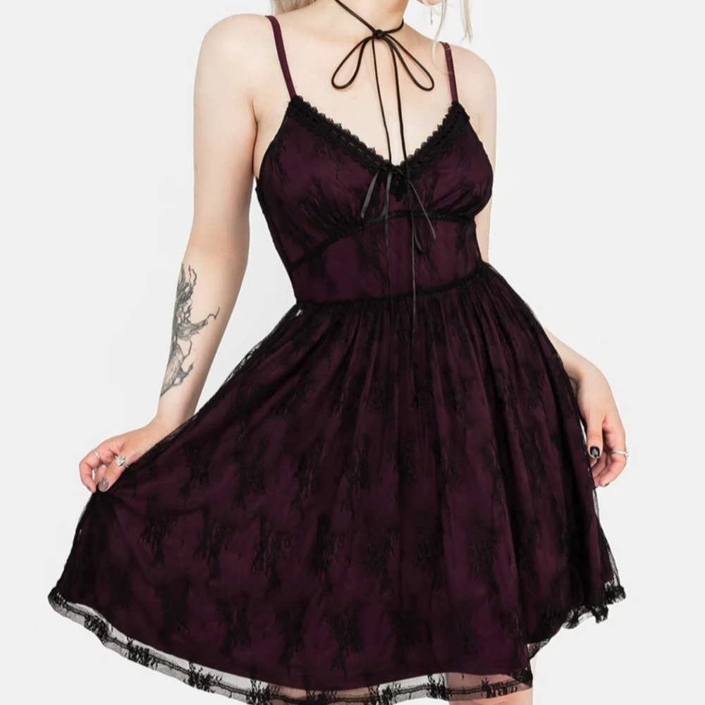 Disturbia Burgundy and Black Lace Dress NWT